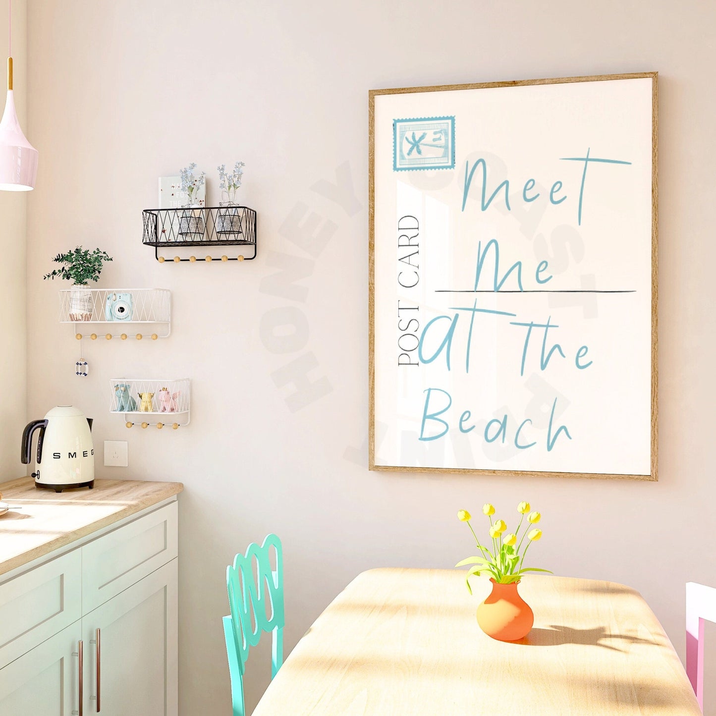 Surf Blue Meet Me At The Beach Coastal Love Letter Digital Prints