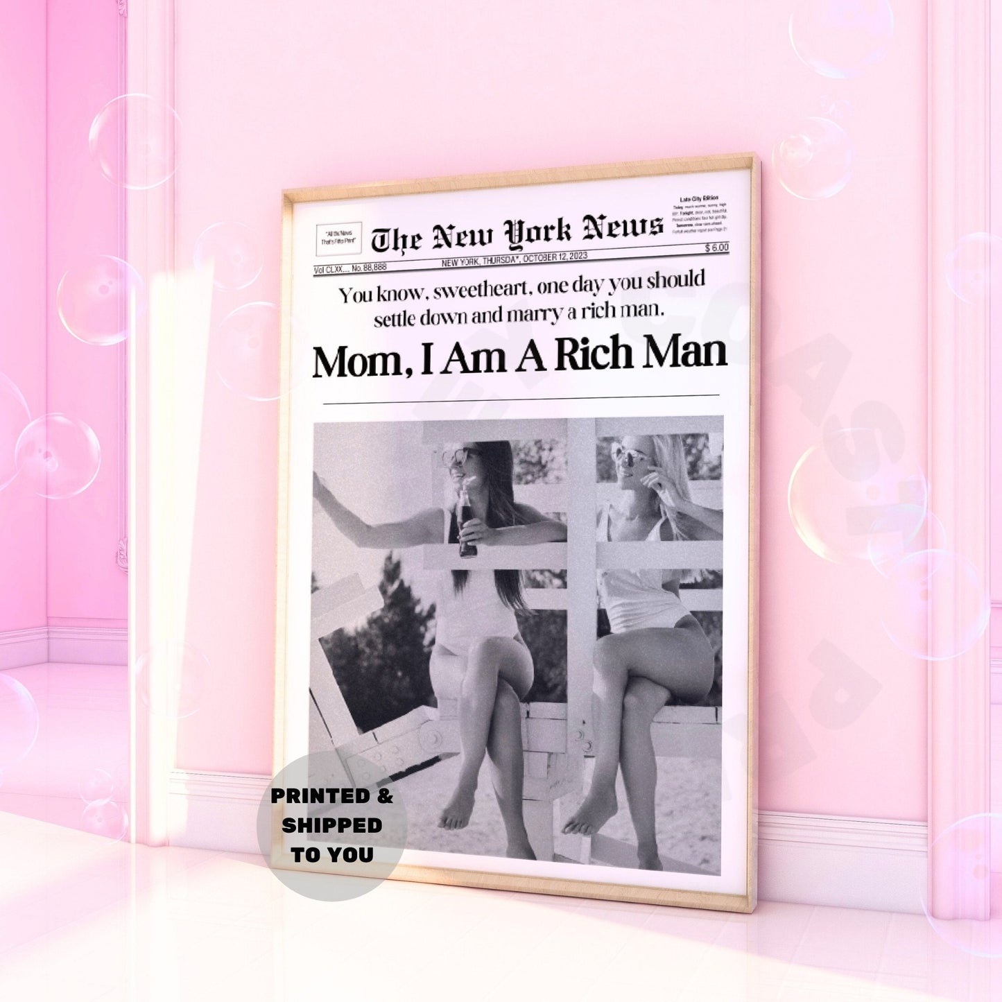 Mom I Am A Rich Man Newspaper Poster