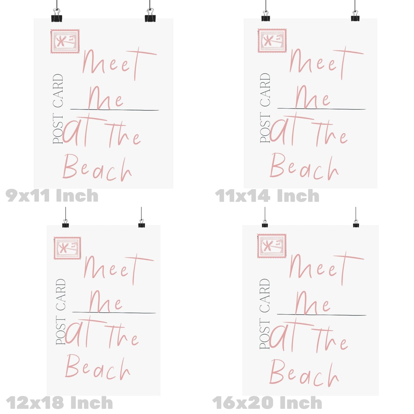 Pink Meet Me At The Beach Love Letter Poster