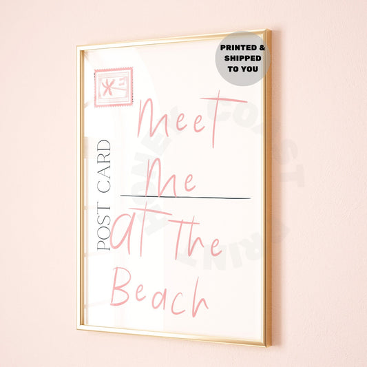 Pink Meet Me At The Beach Love Letter Poster