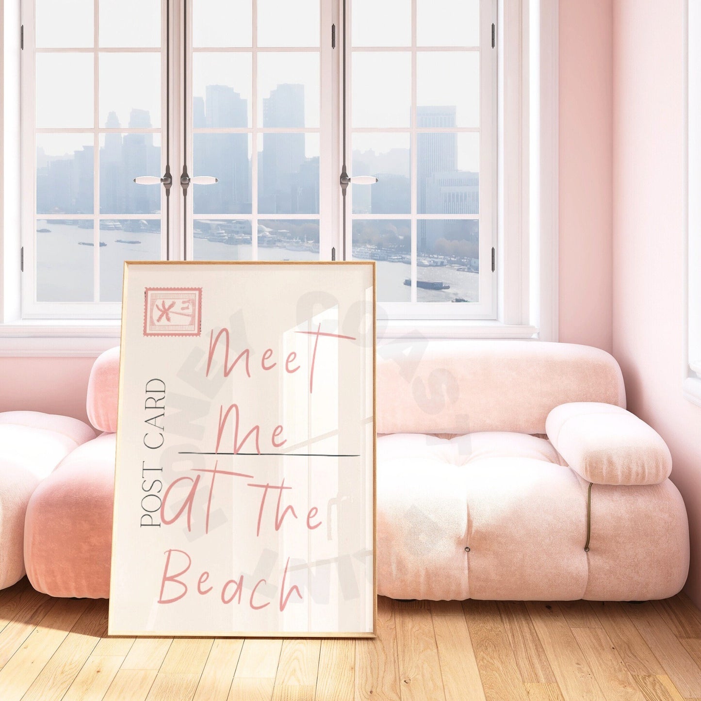 Pink Meet Me At The Beach Love Letter Poster