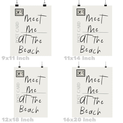 Monotone Meet Me At The Beach Coastal Love Letter Poster