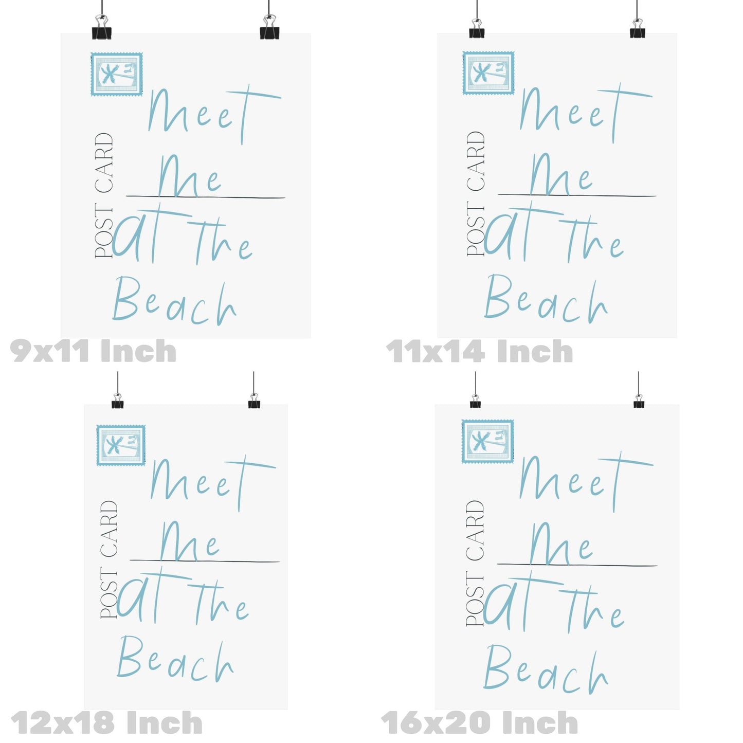 Surf Blue Meet Me At The Beach Coastal Love Letter Poster