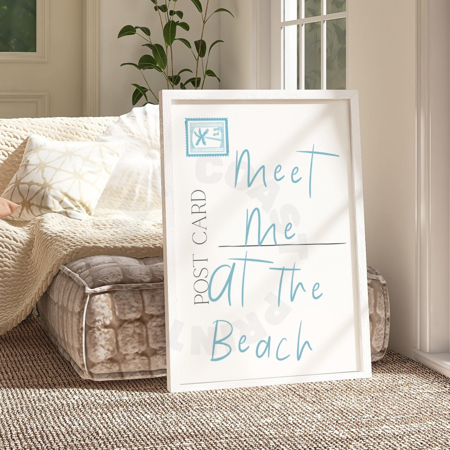 Surf Blue Meet Me At The Beach Coastal Love Letter Poster