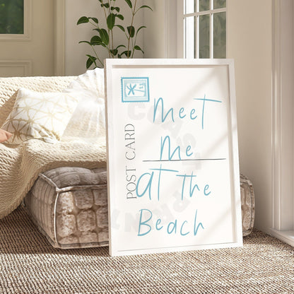 Surf Blue Meet Me At The Beach Coastal Love Letter Poster