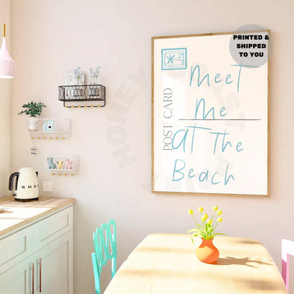 Surf Blue Meet Me At The Beach Coastal Love Letter Poster