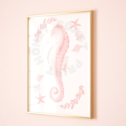 Pink Muted Seahorse Digital Prints