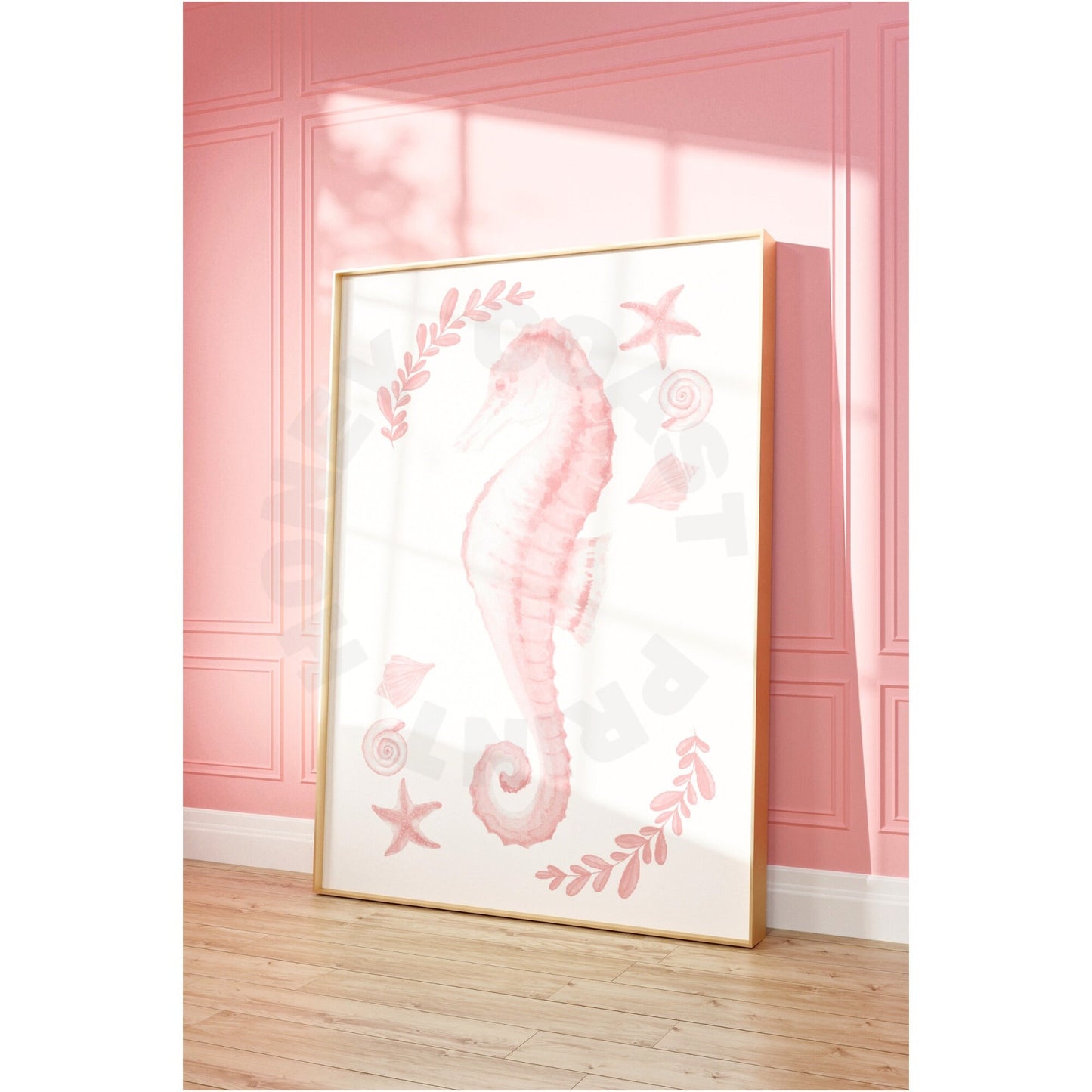 Pink Muted Seahorse Digital Prints