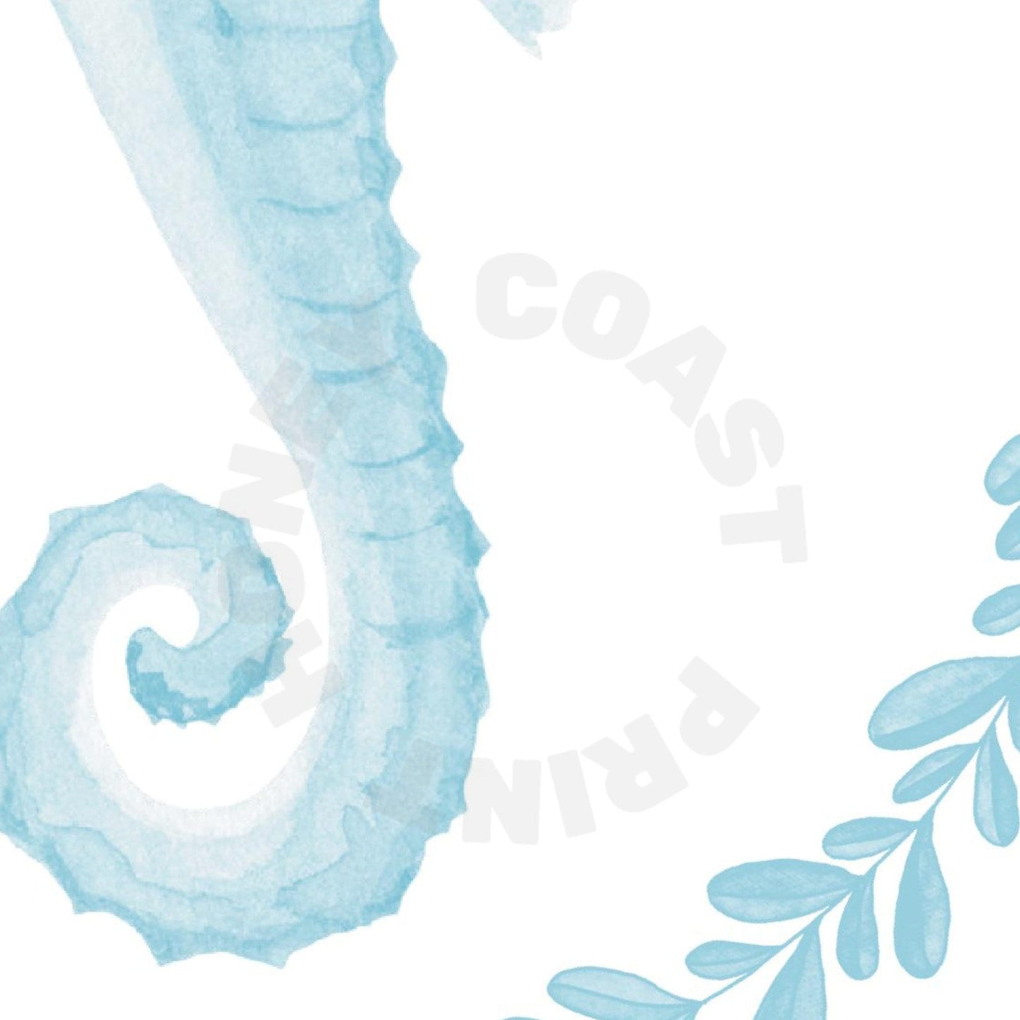 Surf Blue Muted Seahorse Digital Prints