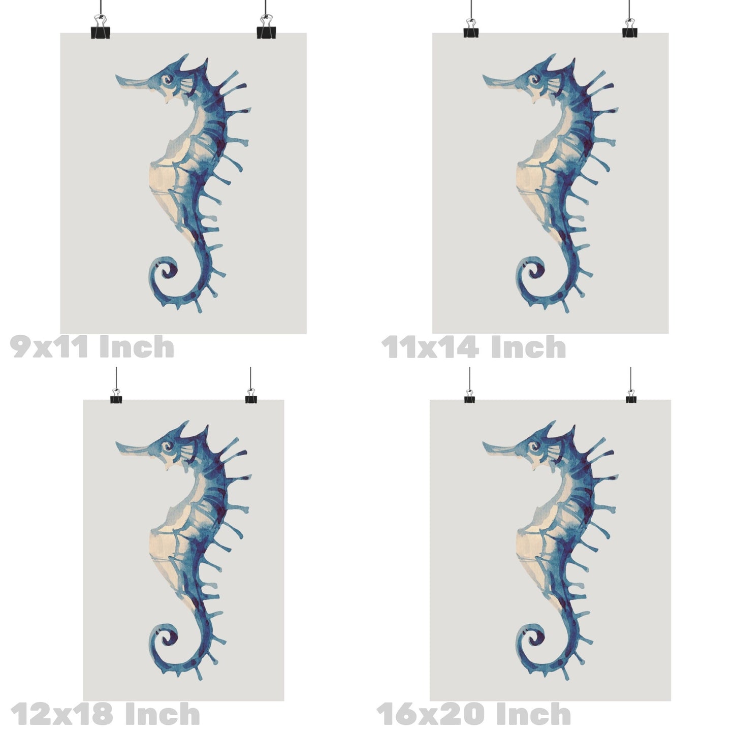 Watercolor Seahorse Poster