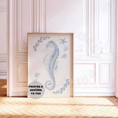 Coastal Blue Muted Seahorse Poster