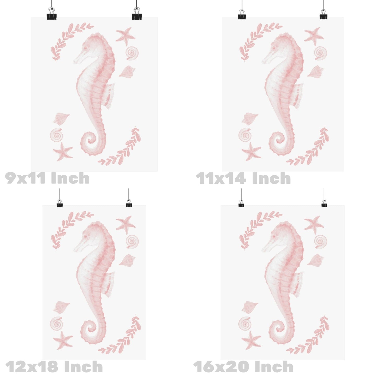 Pink Muted Seahorse Poster