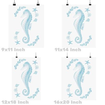 Surf Blue Muted Seahorse Poster