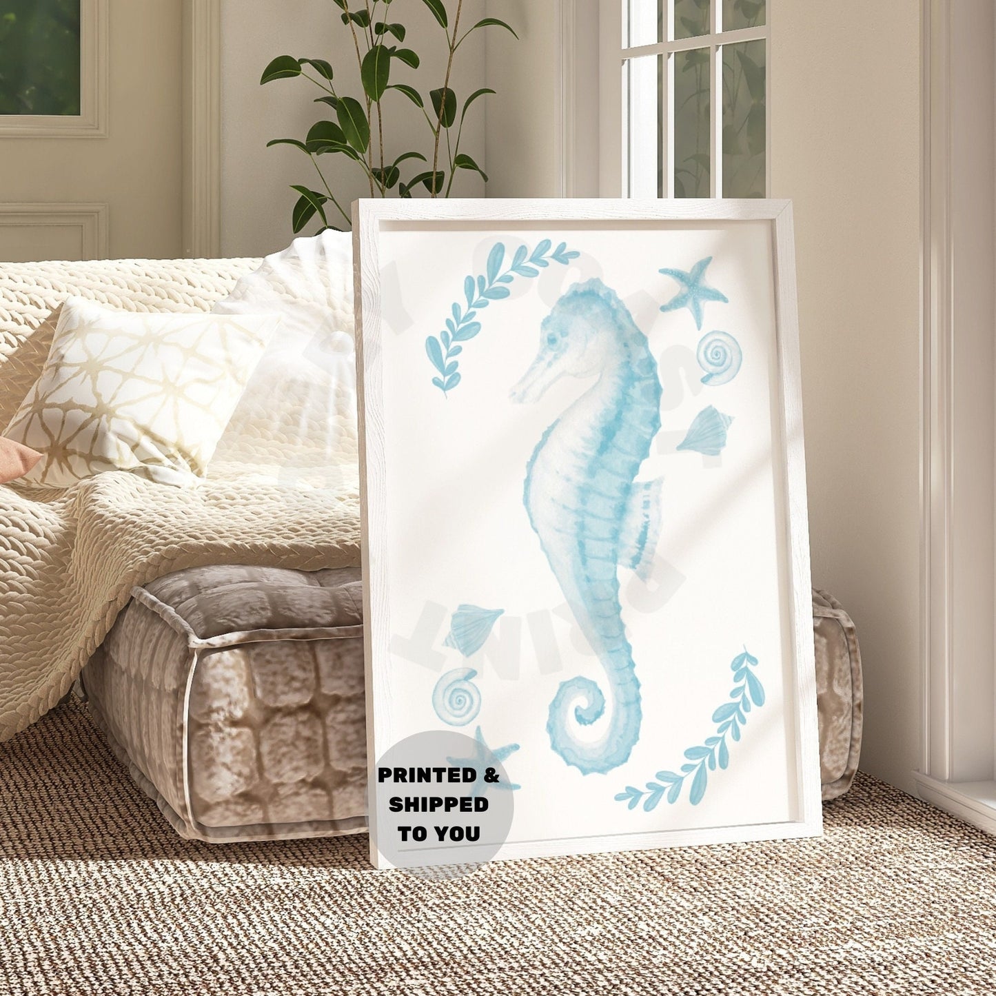 Surf Blue Muted Seahorse Poster