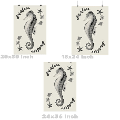 Monotone Muted Seahorse Poster