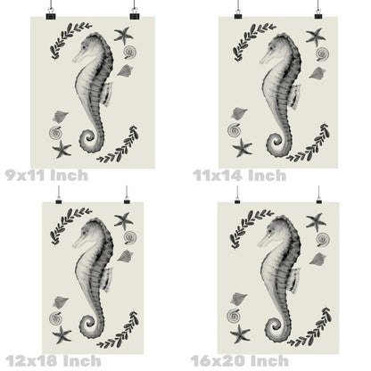 Monotone Muted Seahorse Poster