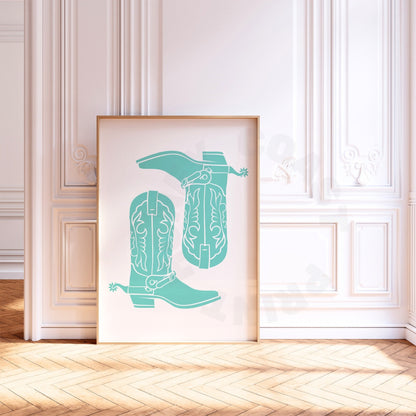 Turquoise Coastal Cowgirl Digital Prints, Set Of 3