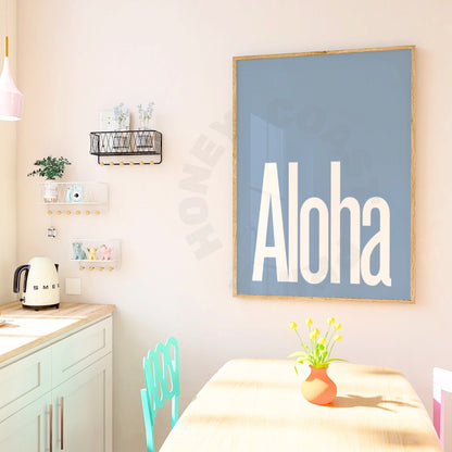 Coastal Blue Aloha Digital Prints