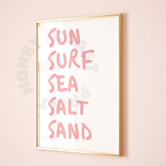 Pink Sun Surf Sea Salt Sand Digital Prints