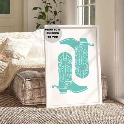 Turquoise Cowboy Boots Poster