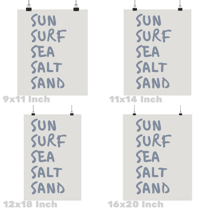 Coastal Blue Sun Surf Sea Salt Sand Poster