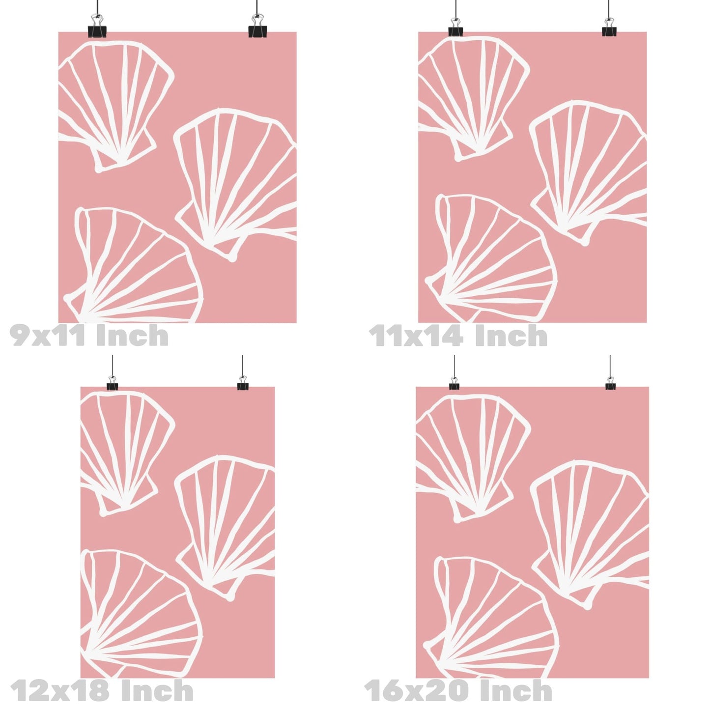 Pink Hand Drawn Seashells Poster