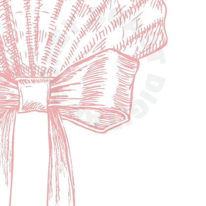 Pink Seashell With Bow Sketch Digital Prints